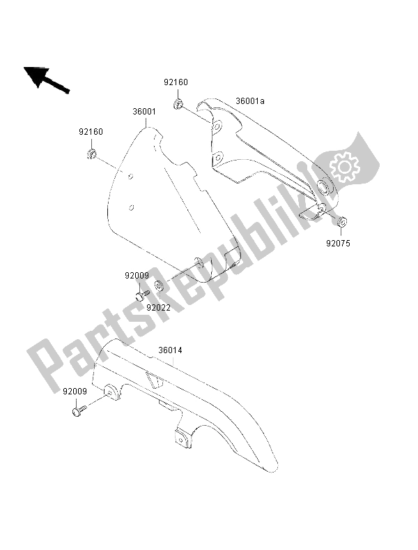 All parts for the Side Covers & Chain Cover of the Kawasaki EN 500 2002