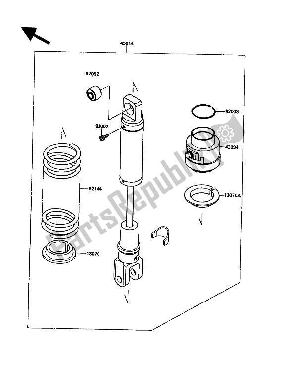 All parts for the Shock Absorber(s) of the Kawasaki KLR 500 1989