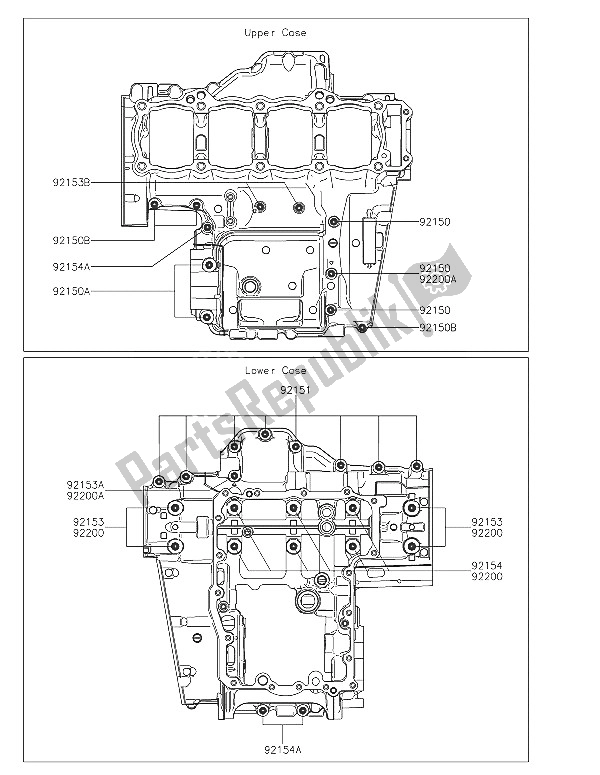 All parts for the Crankcase Bolt Pattern of the Kawasaki Z 1000 SX ABS 2016