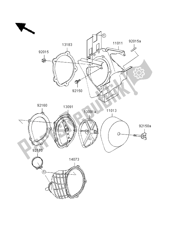 All parts for the Air Cleaner of the Kawasaki KX 125 1996