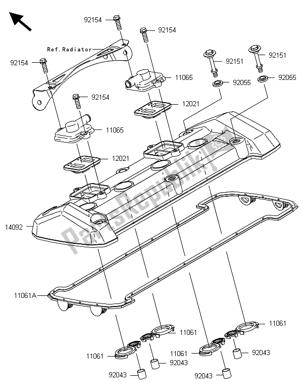 Todas as partes de Tampa Da Cabeça Do Cilindro do Kawasaki Z 800 ABS BDS 2013