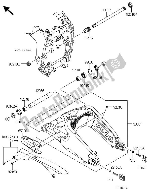 Tutte le parti per il Forcellone del Kawasaki Ninja ZX 6R ABS 600 2013