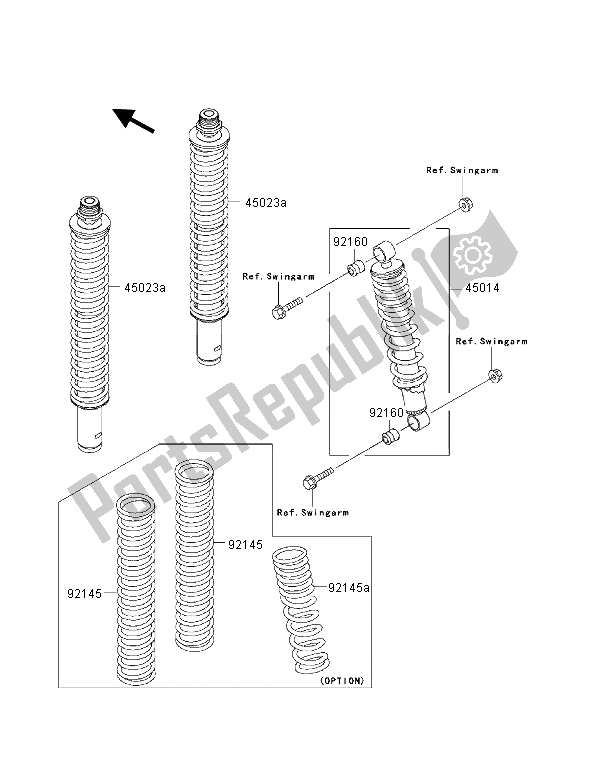 Alle onderdelen voor de Schok Absorbeerders van de Kawasaki KVF 400 4X4 2001