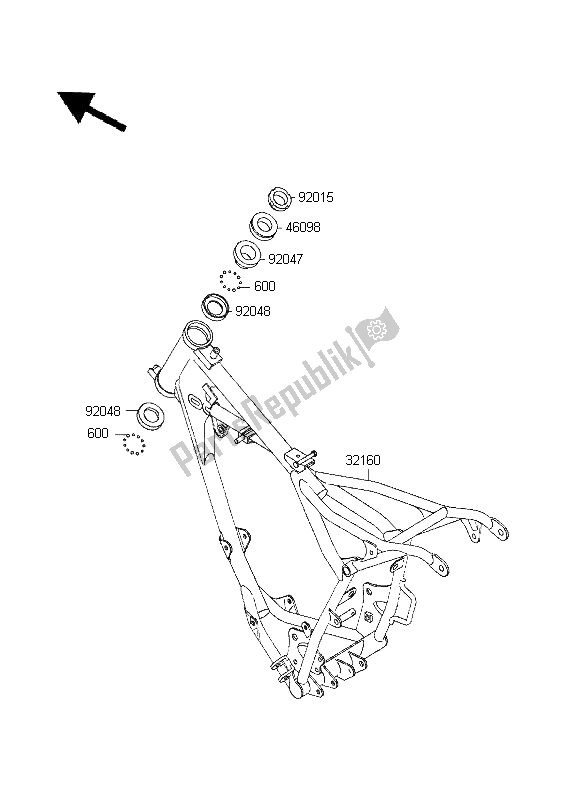 Toutes les pièces pour le Cadre du Kawasaki KX 60 1995