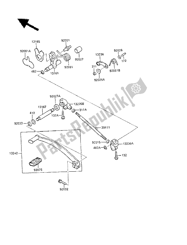 Todas las partes para Mecanismo De Cambio De Marcha de Kawasaki LTD 450 1985