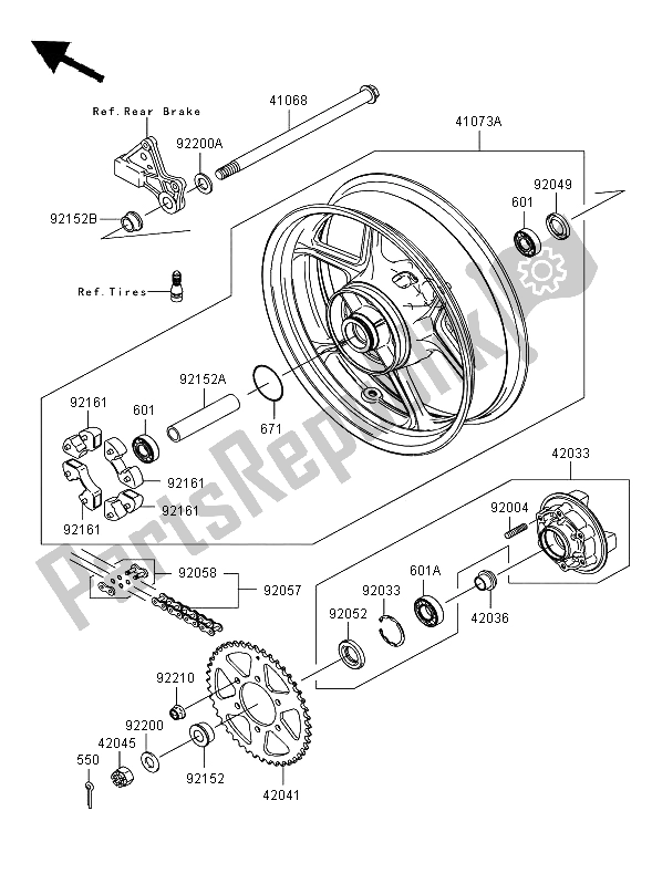 Wszystkie części do Piasta Tylna Kawasaki ER 6F ABS 650 2006