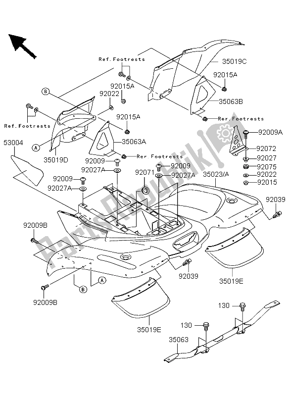 All parts for the Rear Fender of the Kawasaki KVF 360 4X4 2004