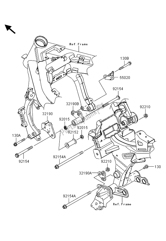 Toutes les pièces pour le Montage Moteur du Kawasaki ER 6N ABS 650 2013