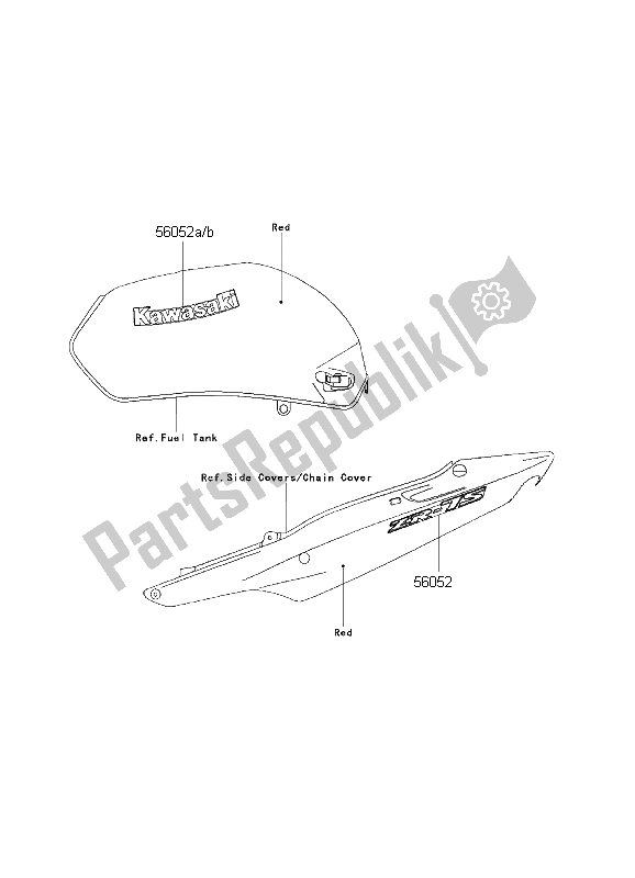 All parts for the Decals (c. P. Red) of the Kawasaki ZR 7S 750 2001