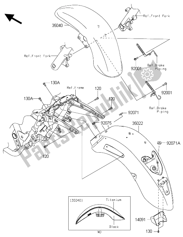 All parts for the Fenders of the Kawasaki Vulcan 1700 Nomad ABS 2015