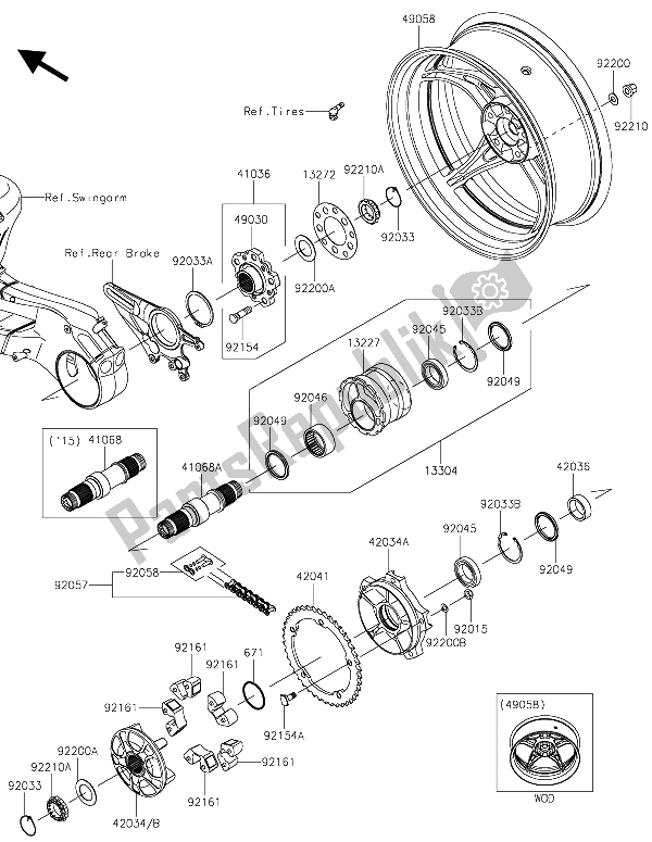 Wszystkie części do Piasta Tylna Kawasaki Ninja H2R 1000 2015