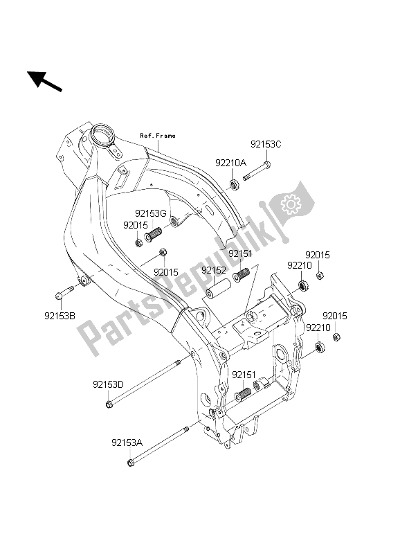 All parts for the Engine Mount of the Kawasaki Ninja ZX 6R 600 2004