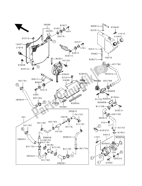 Todas as partes de Radiador do Kawasaki ZXR 400 1993