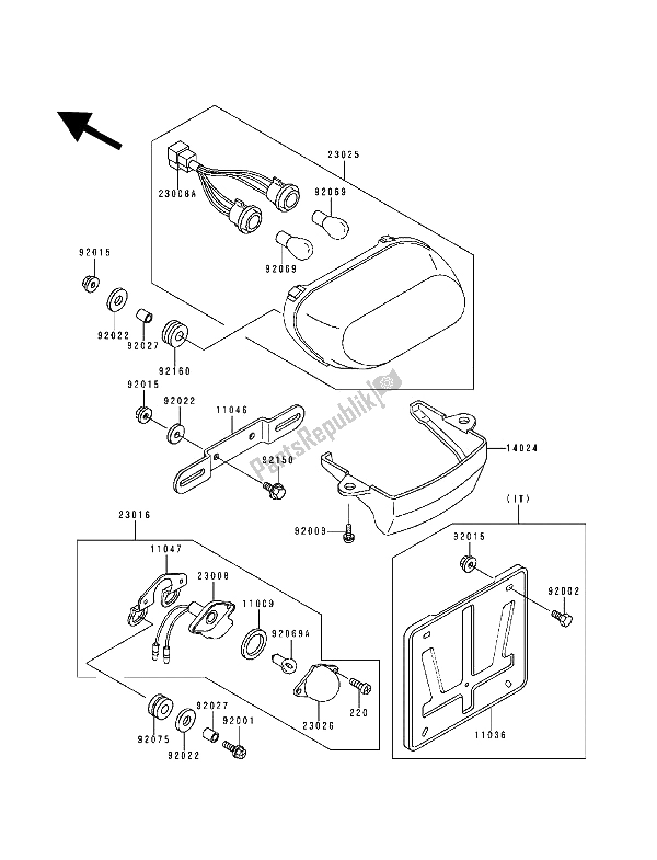 All parts for the Taillight(s) of the Kawasaki ZZ R 600 1994