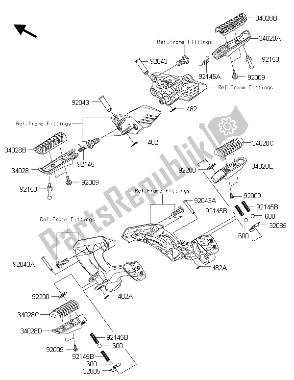 All parts for the Footrests of the Kawasaki 1400 GTR ABS 2015