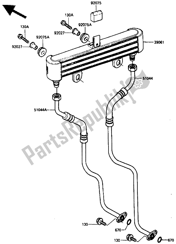 All parts for the Oil Cooler of the Kawasaki ZX 750 1985