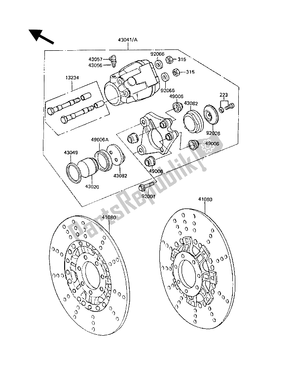 All parts for the Front Brake of the Kawasaki Z 1300 1986