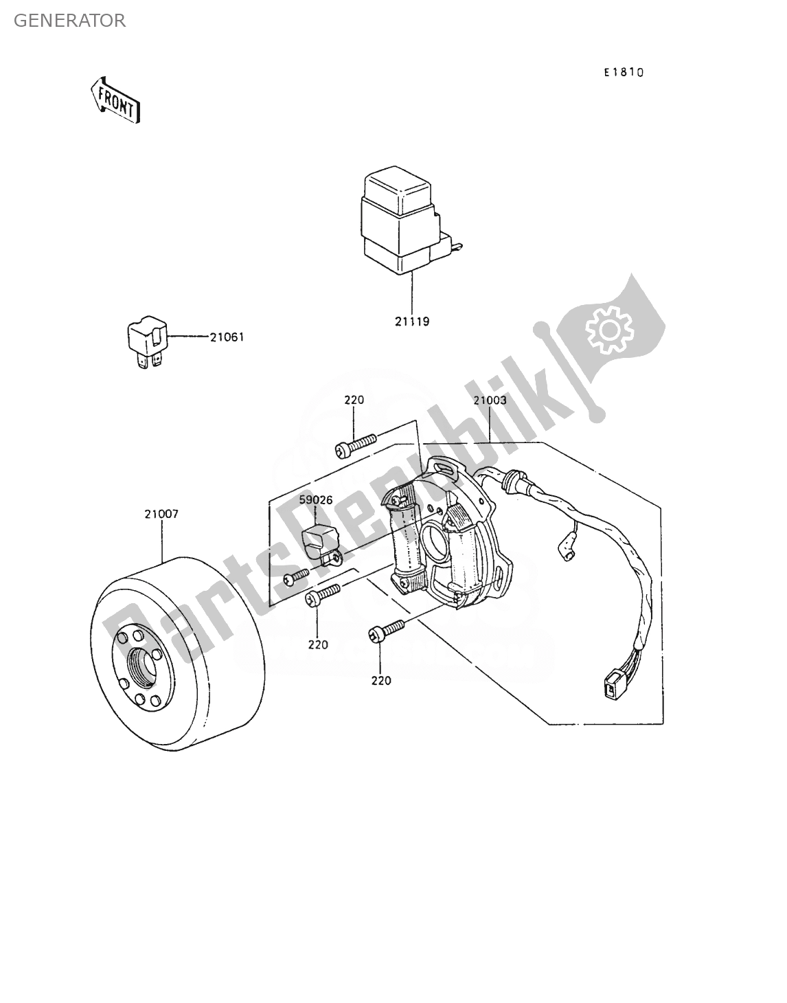 All parts for the Generator of the Kawasaki AR 80 1989