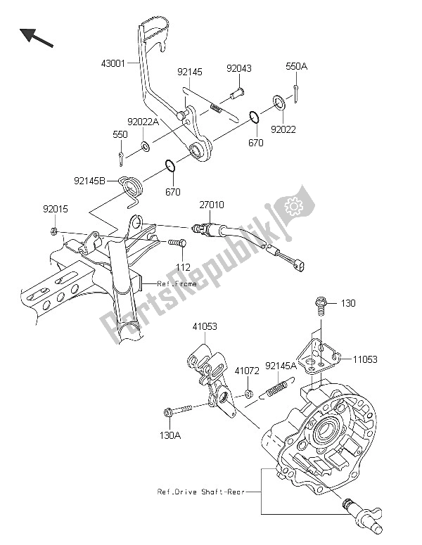 All parts for the Brake Pedal of the Kawasaki Brute Force 750 4X4I EPS 2016