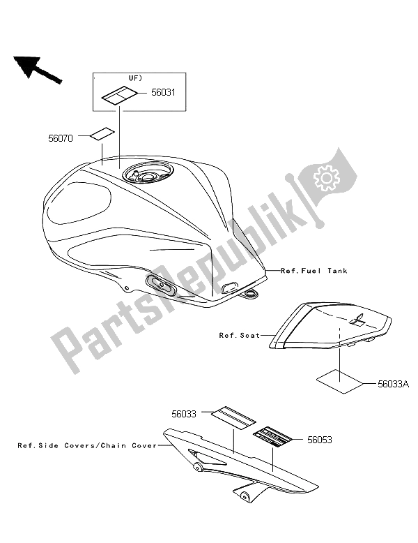 All parts for the Labels of the Kawasaki Z 750R 2012