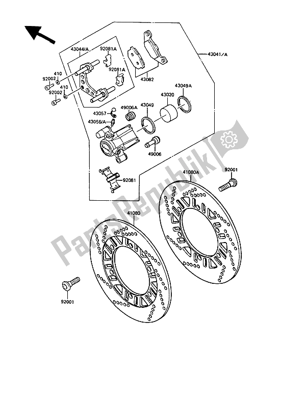 Todas las partes para Pinza Delantera de Kawasaki 1000 GTR 1991