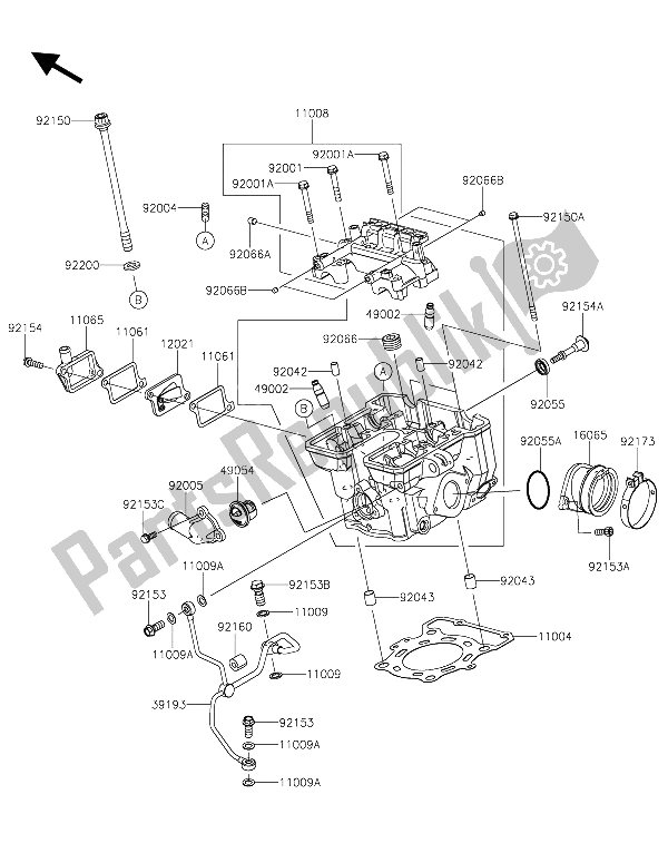 Alle onderdelen voor de Cilinderkop van de Kawasaki Z 250 SL ABS 2015