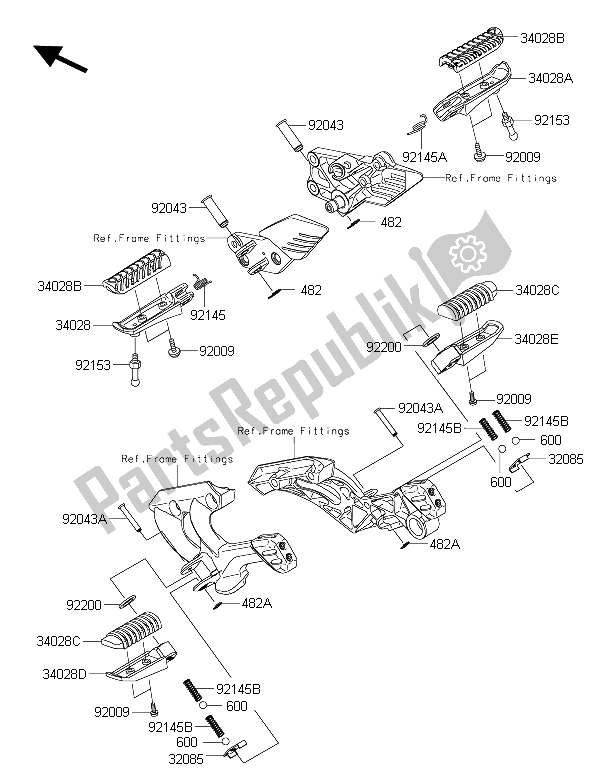 All parts for the Footrests of the Kawasaki 1400 GTR ABS 2016