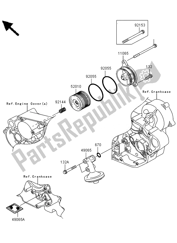 Alle onderdelen voor de Oliefilter van de Kawasaki KLX 450R 2010