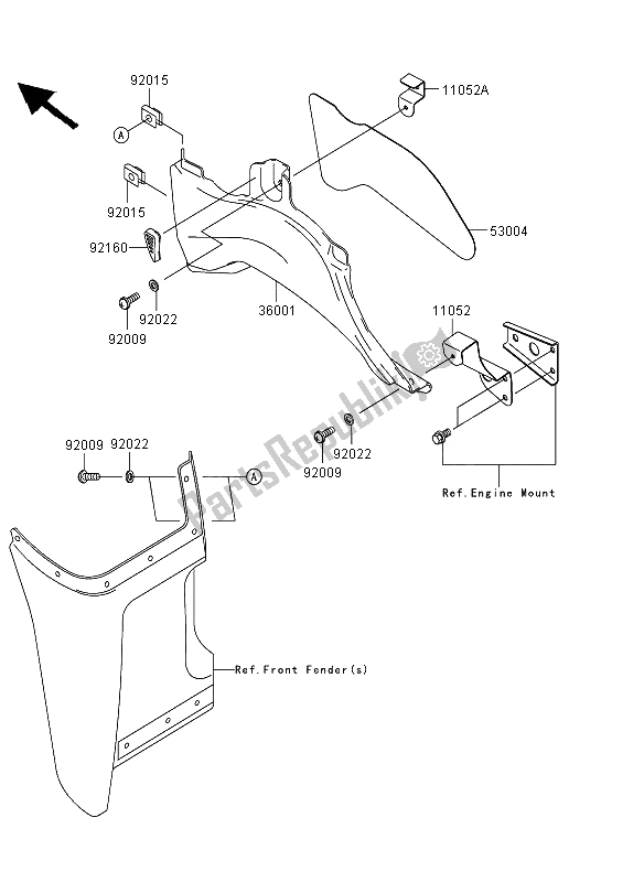 All parts for the Side Covers of the Kawasaki KVF 360 4X4 2011