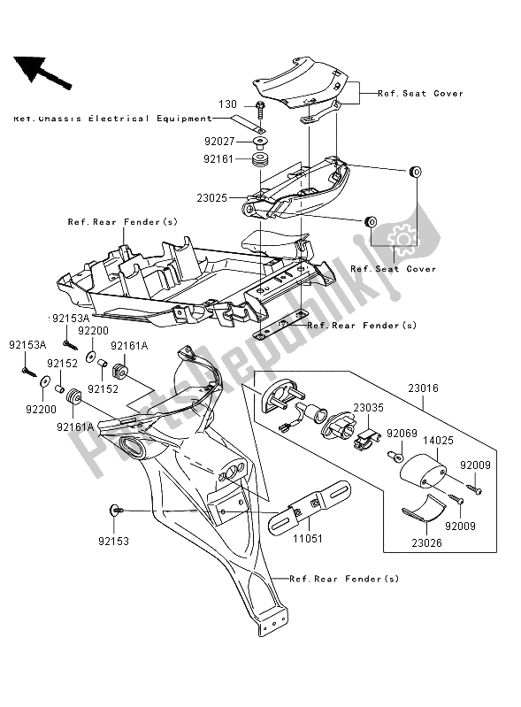 All parts for the Taillight of the Kawasaki Versys ABS 650 2008