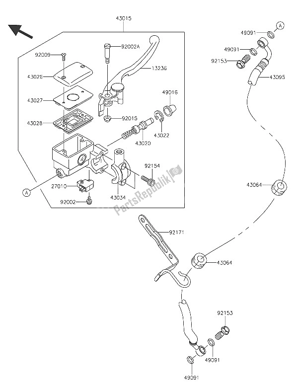 All parts for the Front Master Cylinder of the Kawasaki Vulcan 900 Classic 2016