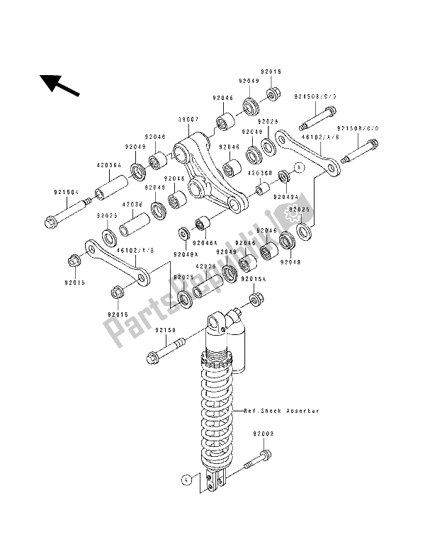 Tutte le parti per il Sospensione del Kawasaki KDX 250 1991