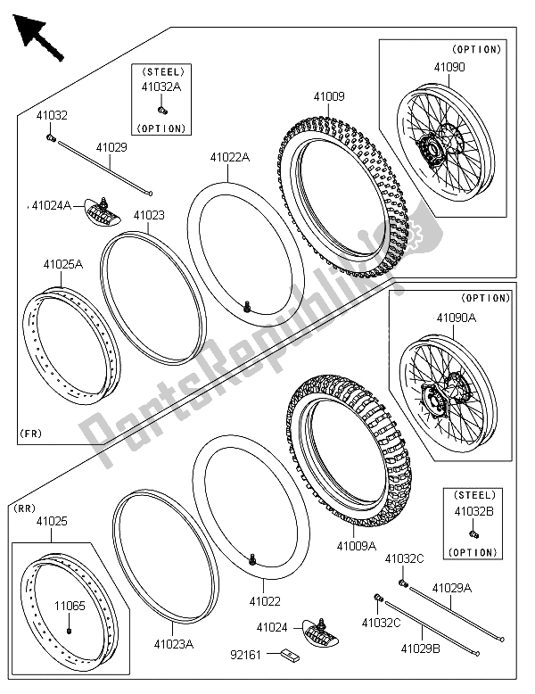 All parts for the Tires of the Kawasaki KLX 450 2013