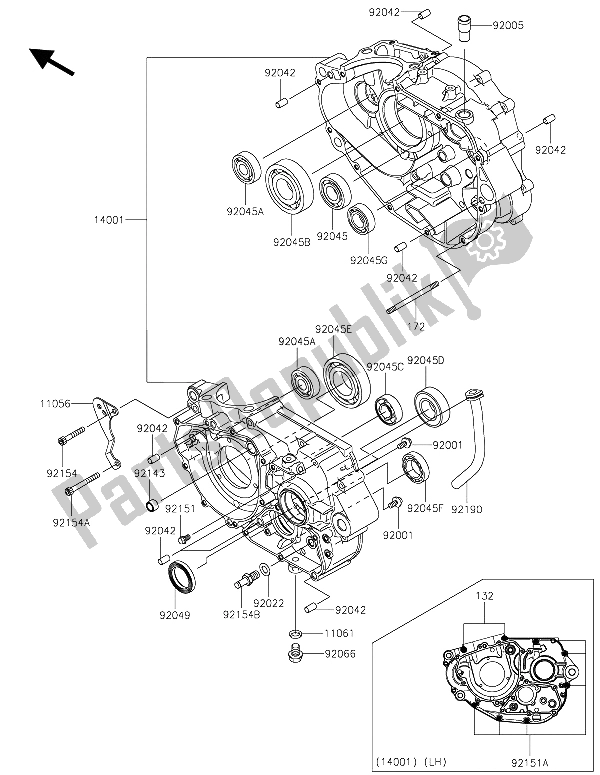 All parts for the Crankcase of the Kawasaki Z 250 SL ABS 2015