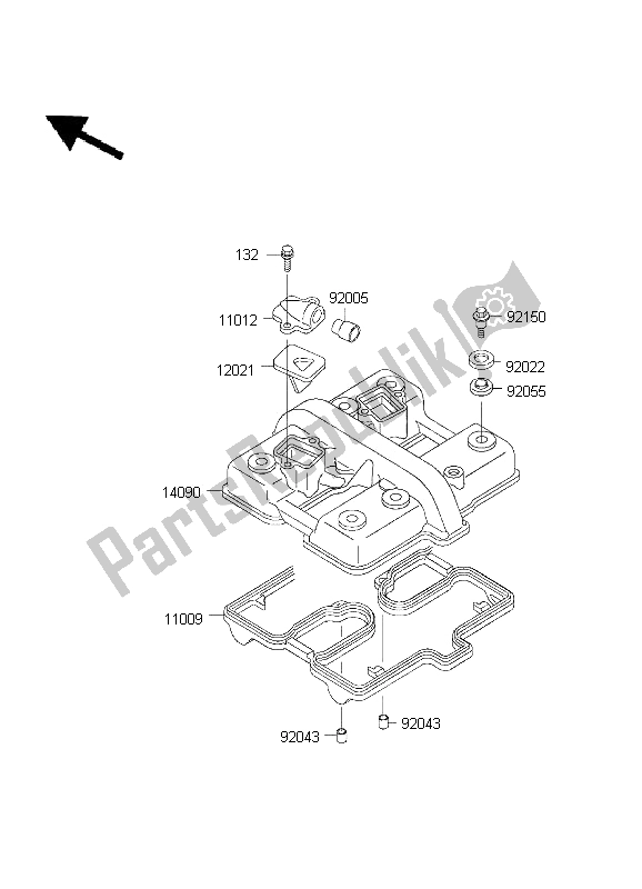 Tutte le parti per il Coperchio Della Testata del Kawasaki ER 5 500 2001