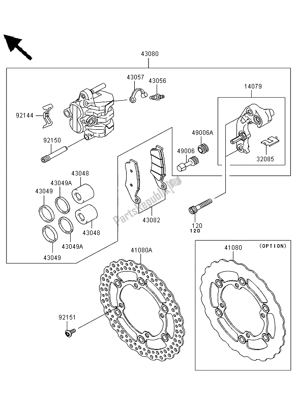 Tutte le parti per il Freno Anteriore del Kawasaki KLX 450R 2012