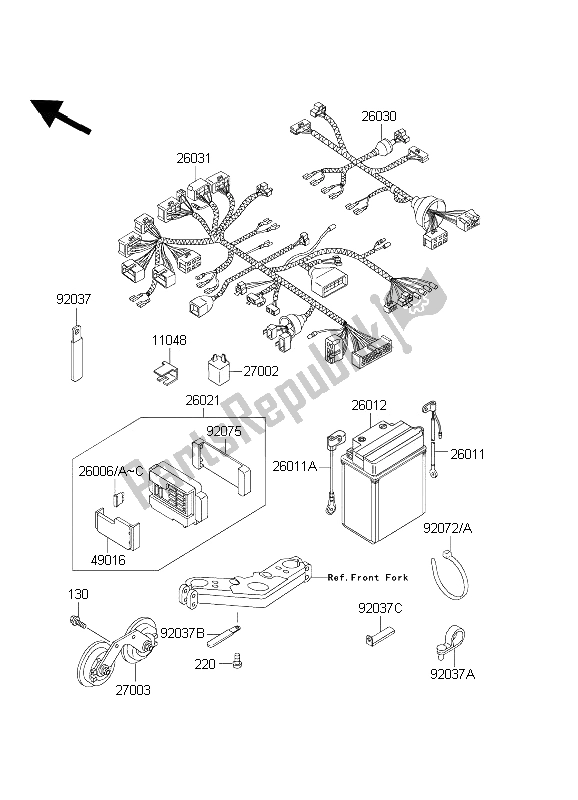 Alle onderdelen voor de Chassis Elektrische Apparatuur van de Kawasaki 1000 GTR 2003