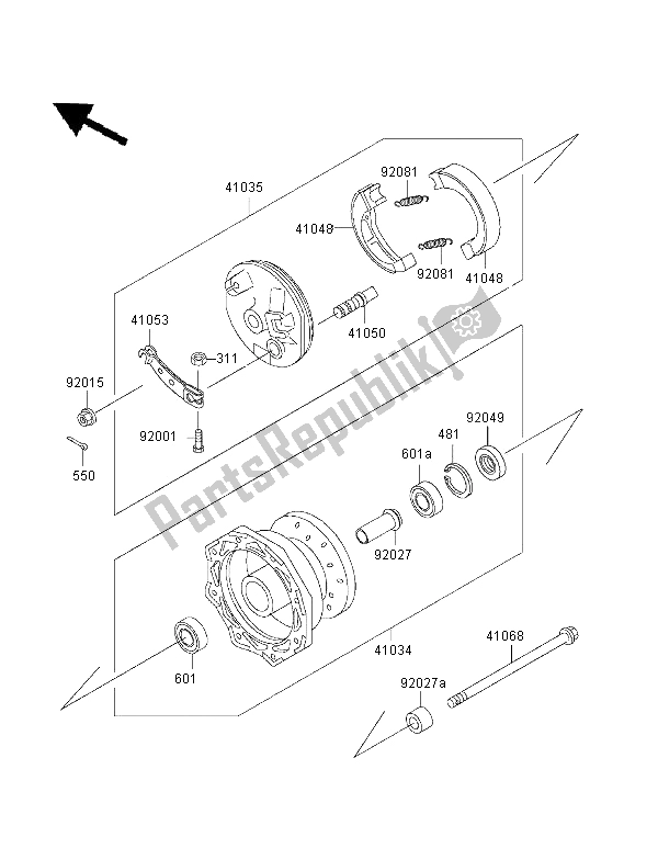 Toutes les pièces pour le Moyeu Avant du Kawasaki KX 60 2001