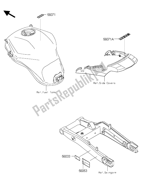 Toutes les pièces pour le Étiquettes du Kawasaki Versys 1000 2015