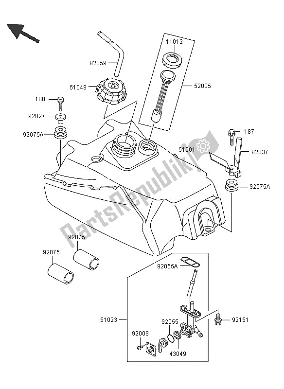 Tutte le parti per il Serbatoio Di Carburante del Kawasaki KLF 300 2005