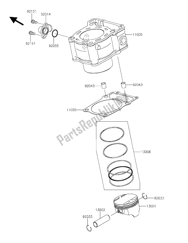 Toutes les pièces pour le Cylindre Et Piston (s) du Kawasaki Z 250 SL ABS 2015