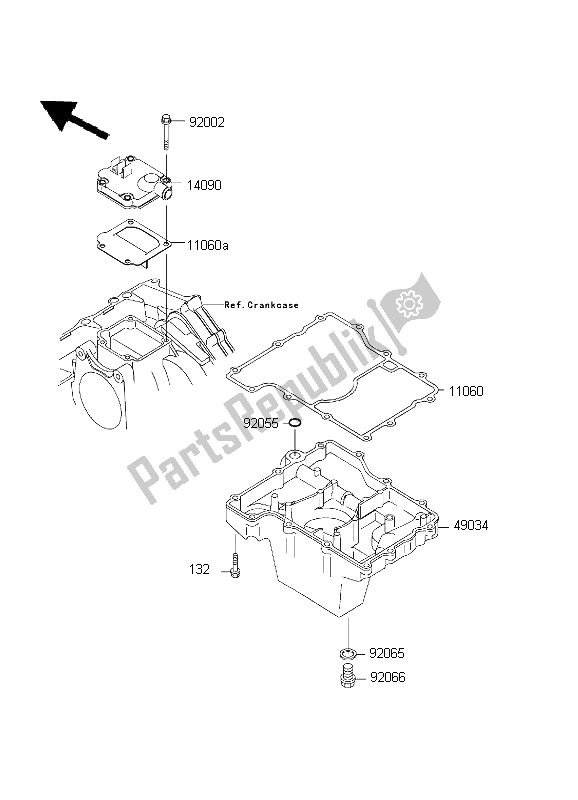 All parts for the Breather Cover & Oil Pan of the Kawasaki Ninja ZX 7R 750 2001