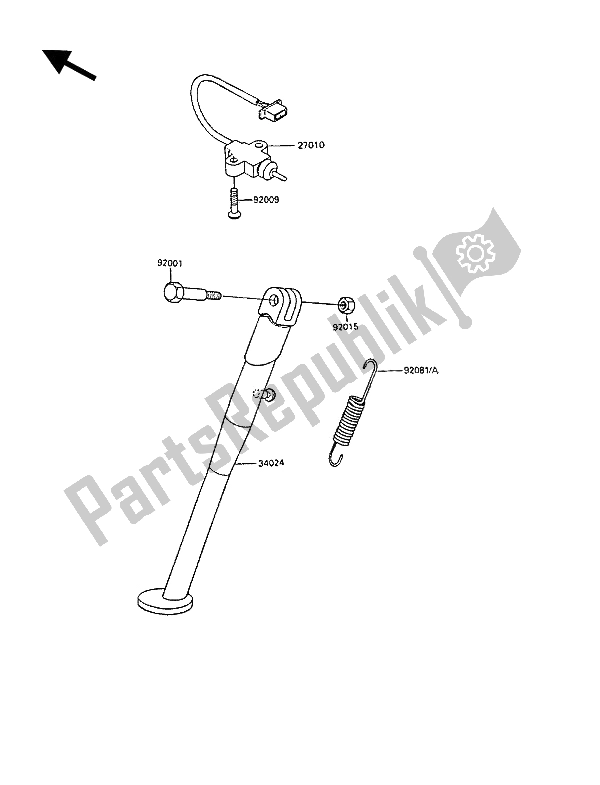 All parts for the Stand of the Kawasaki KLR 250 1990