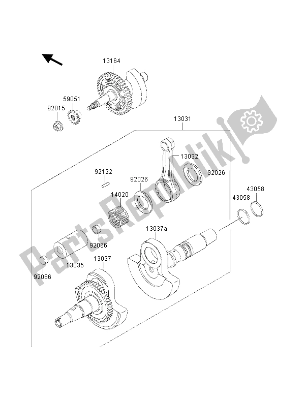 Tutte le parti per il Albero A Gomiti del Kawasaki KVF 400 2001