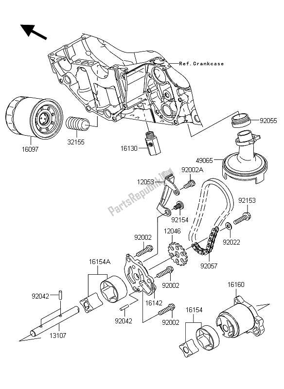 All parts for the Oil Pump of the Kawasaki ER 6F ABS 650 2010