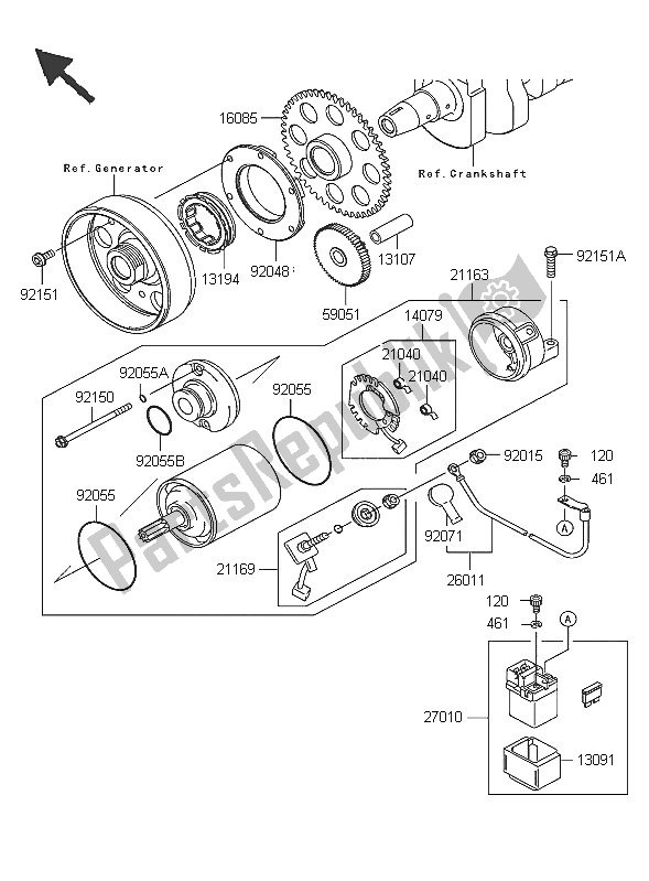 Tutte le parti per il Motorino Di Avviamento del Kawasaki Z 1000 2005