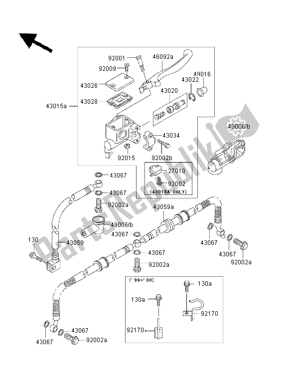 All parts for the Front Master Cylinder of the Kawasaki KVF 400 4X4 2000