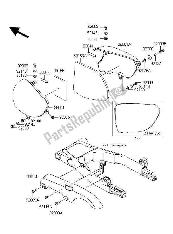 All parts for the Side Covers & Chain Cover of the Kawasaki W 650 2004