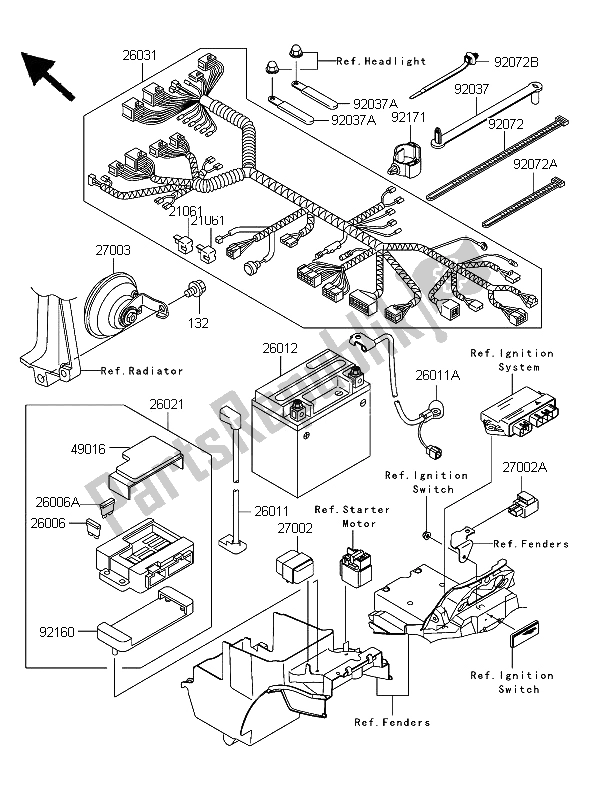 Alle onderdelen voor de Chassis Elektrische Apparatuur van de Kawasaki ZRX 1200R 2006