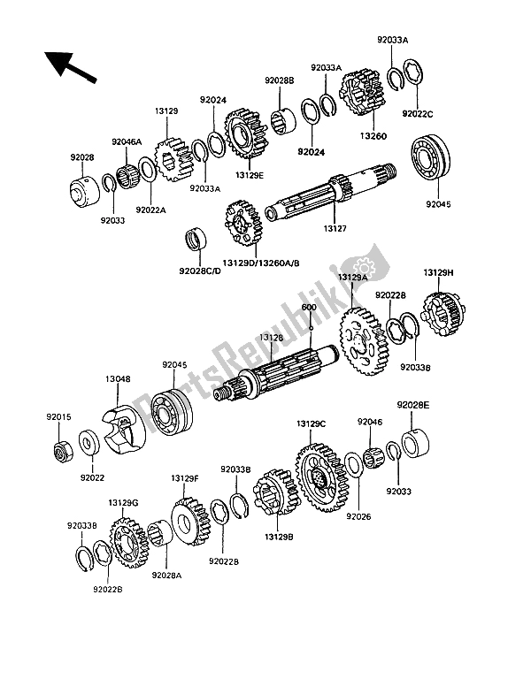 Alle onderdelen voor de Overdragen van de Kawasaki GT 550 1993